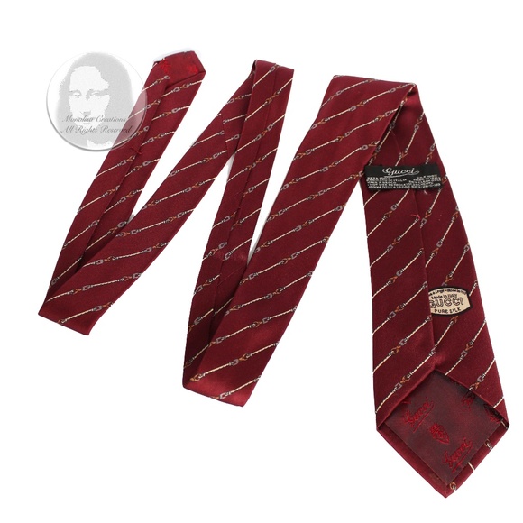 Gucci Necktie Mens Horse Bit Silk Equestrian Rare Print Vintage with COA - Picture 3 of 12